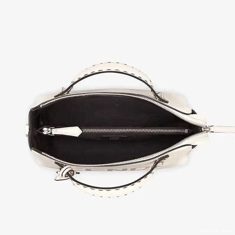 Affordable HOT Calf Bag The Way Leather Fendi Medium Boston By In Logo White ROMA 0523